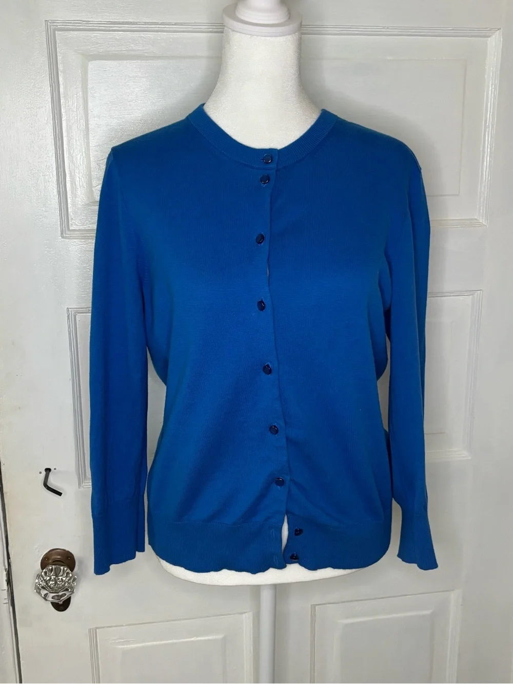 J. Crew Royal Blue Crewneck Button-Front Cardigan